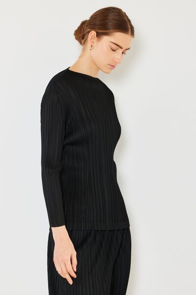 Marina West Swim Pleated Long Sleeve Boatneck Top