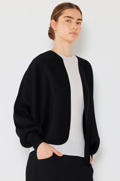 Marina West Swim Rib Pleated Puff Sleeve Bolero Cardigan